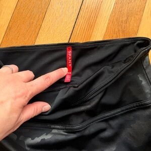 High waisted faux leather Spanx leggings- camo print